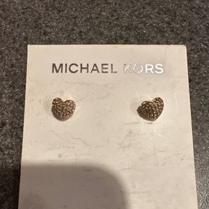 Brand new gold rhinestone Michael Kors heart earrings